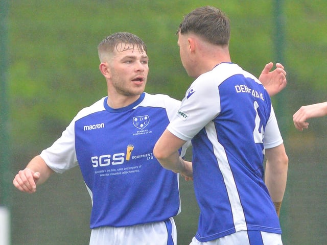 Denmead celebrate a goal. Picture by Martyn White