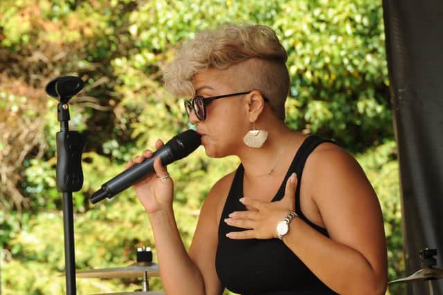 Tash Alladin performing with Mix-Tape at The Queens Hotel, Southsea, summer 2020. Picture by Paul Windsor
