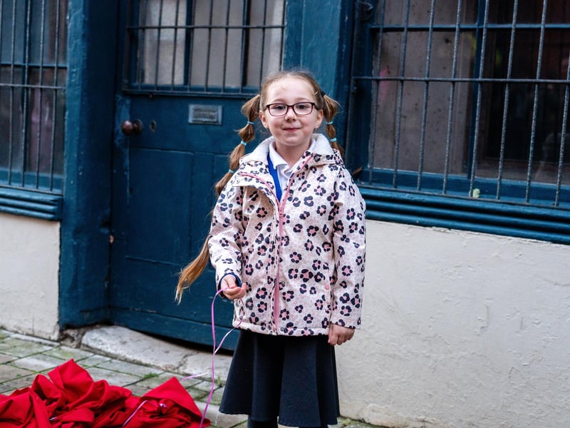 Nevaeh Mehmet (6) at the unveiling of the restored 'Lion of Portsea'. Photo by Matt Clark