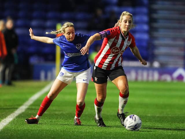 Action from Pompey Women's league meeting with Southampton FC at Fratton Park in December Picture: Stuart Martin (220421-7042)