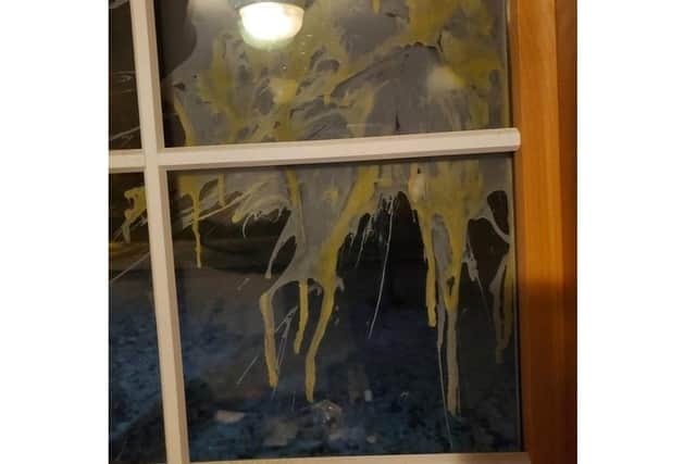 A house in Hedge End was plastered with eggs. A group of boys were caught on camera hurling food items at the house. Picture: Hedge End police.