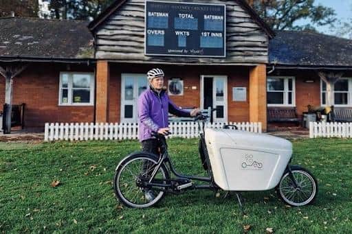 GOTO have started up a new scheme this winter where volunteers will deliver food and essentials to vulnerable people on e-bikes. 
Pictured: A volunteer with one of the bikes