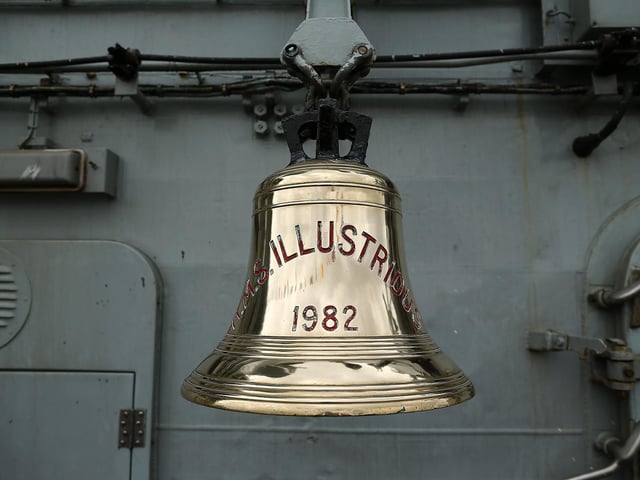 Ships bell, HMS Illustrious. Photo by Dan Kitwood/Getty Images