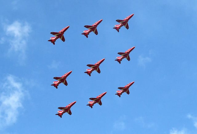 The Red Arrows make stop at Prestwick Airport as part of VJ Day celebrations last year.