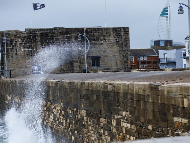 It was a quieter day than expected in Southsea and Old Portsmouth with only a few hardy walkers and runners venturing out into the wind and rain.