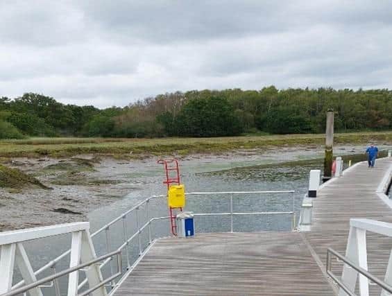 New ladder at bottom of the gangway at Buckler's Hard Yacht Harbour