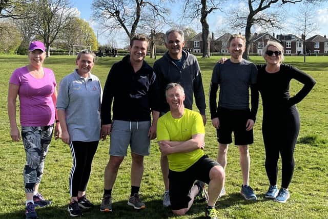 The team at a training event with Topsy Turner of Innovations Fitness in Emsworth park