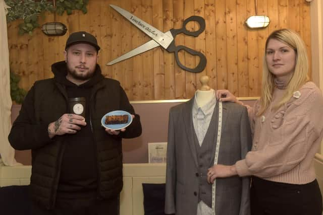 Luke Lovelace from Sweet Tooth with his wife April Lovelace from Lovelace Atelier.

Picture: Sarah Standing (120123-8055)