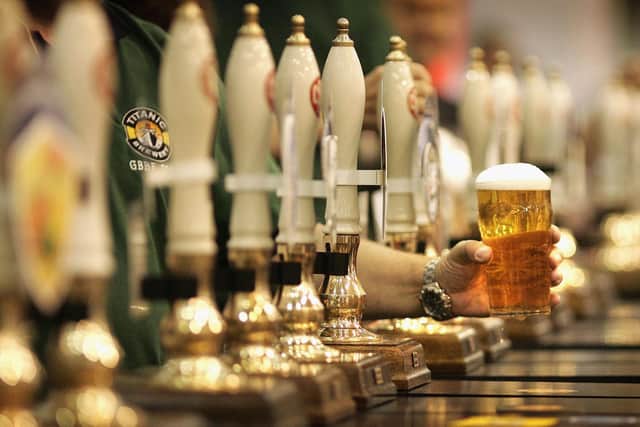 A pint being served