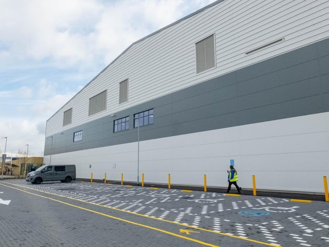 Outside the warehouse