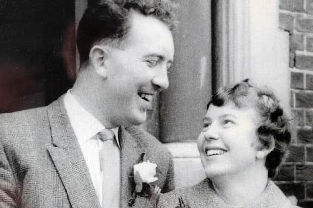 Nev and Pat on their wedding day at Portsmouth Register Office in 1960.