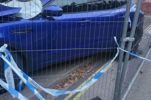 Police report a pedestrian was struck by the car. Picture: Reuban Choudhry.