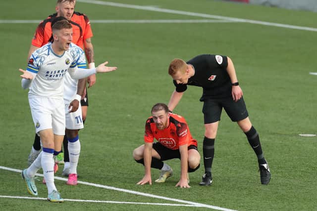 Jake McCarthy unhappy at a decision during Hawks' home loss to Oxford City. Picture by Dave Haines