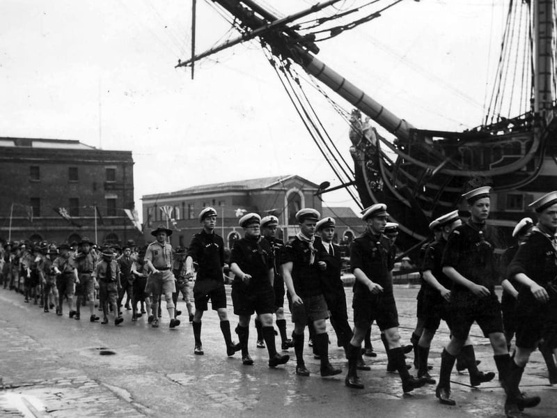 Empire Youth Sunday, May 21, 1950, beside HMS Victory