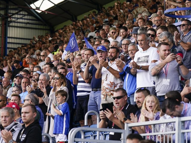 The home section was sold out as 17,194 Pompey fans cheered on the Blues against Cheltenham