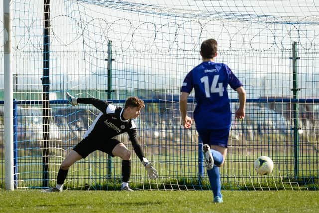 The Horndean keeper is beaten by Ryan Harfield's early winner.
Picture: Keith Woodland
