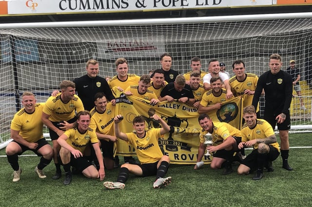 Dingle Rovers celebrate their Portsmouth FA Intermediate Cup win against FFC at Westleigh Park. Picture: Lewis Mason