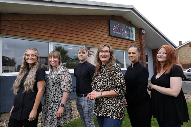 From left, Layla Alderson, Kiva Scott, Alex Summer, manager Georgie Burton, Charlie Peters, and Jade Voller, all of Elle J hair and beauty salon. Picture: Chris Moorhouse (jpns 190621-23)