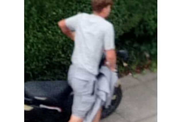 Police have released a CCTV image of a man connected to the assault on Sunday. Two people were knocked out and hospitalised by a moped rider following a heated argument. Picture: Hampshire police.