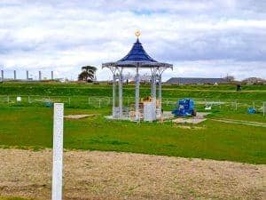 The bandstand has been given a facelift ahead of the reopening of the sea defences in May