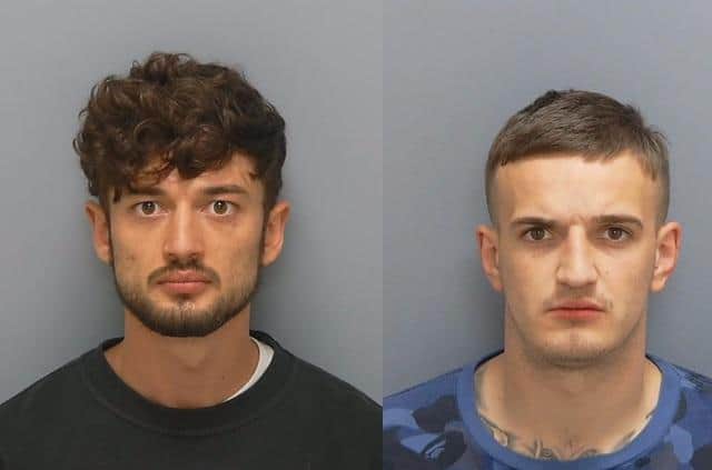 Jamie Day, L, and Kye Page, R, have been sentenced to a total of five years and two months for supplying Class A and Class B drugs.