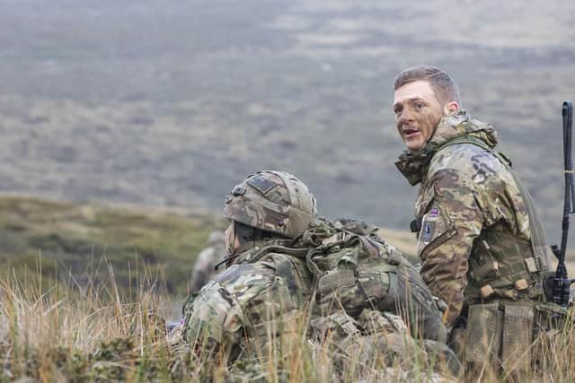 Troops from A Company, 1st Battalion The Rifles on Weddell, the third largest of the 778 islands that make up the Falklands.Photo: MoD
