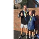 Shane Grant, 39, from Portsmouth who is taking on the London marathon, pictured with his guide runner Lawrence Patterson