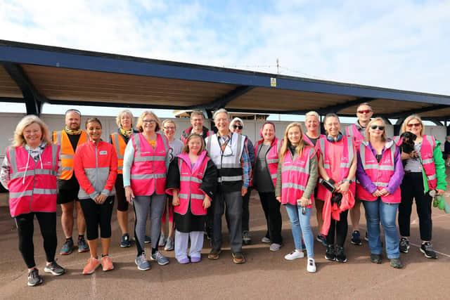 Run director  Steve Gorys (white vest) and other volunteers at the Southsea parkrun.
Picture: Chris Moorhouse