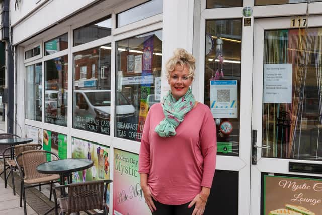 Kate May at Mystic Coffee Lounge in Cosham High Street. Photo by Alex Shute