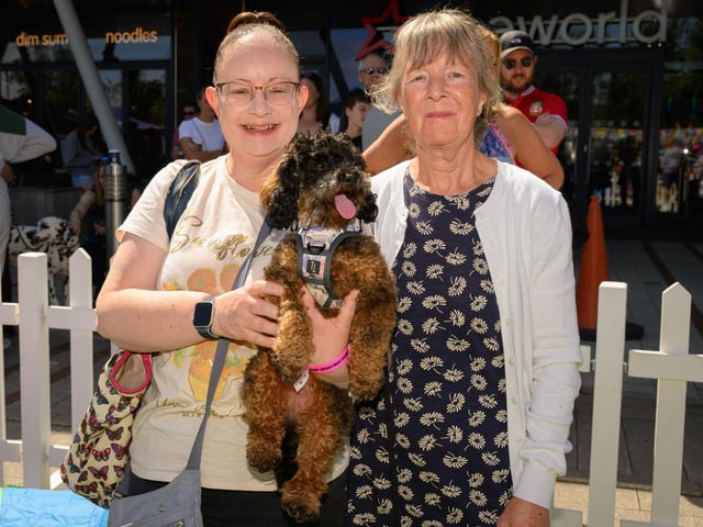 Helen and Sally pose with Jassie the dog.Picture: Keith Woodland (250521-93)