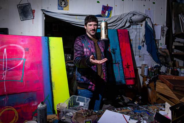 Artist Andrew Foster who created the artwork for Fast Trains' debut album Picture: Habibur Rahman