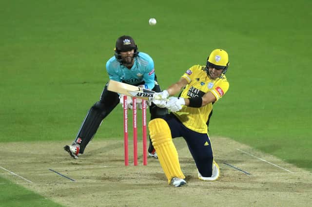 Hampshire's Joe Weatherley bats during the T20 Blast loss to Surrey at The Kia Oval. Pic: Adam Davy/PA Wire.