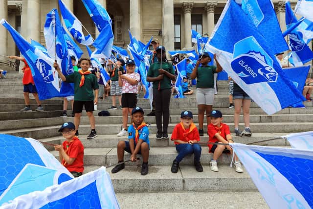 23rd Portsmouth beavers, cubs and scouts. Sea Angling Festival opening parade, Guildhall Square, PortsmouthPicture: Chris Moorhouse (jpns 150622-07)