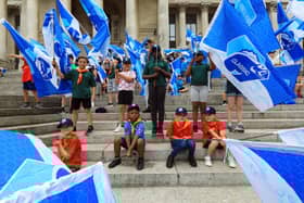 23rd Portsmouth beavers, cubs and scouts. Sea Angling Festival opening parade, Guildhall Square, Portsmouth
Picture: Chris Moorhouse (jpns 150622-07)
