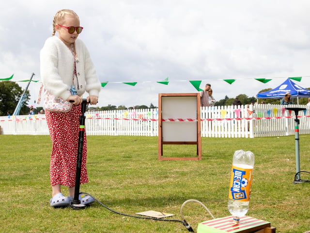 Stansted Park opened its doors for its Summer Festival this weekend, with re-enactments, vintage vehicles, archery, horse displays and lots of fun for the family.Pictured - Amelie Clark, 8 setting off bottle rocketsPhotos by Alex Shute
