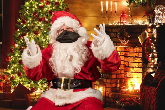 Not much fun! Father Christmas, aka Santa Claus, in a mask. Picture from livevideosanta.com
