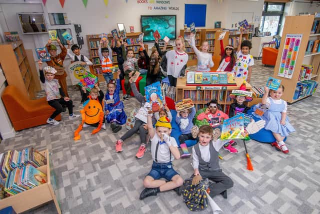 World Book Day, March 3, 2022. Pictured: Pupils dressed up as their favourite word of their favourite book at Kings Academy Northern Parade, Portsmouth. Picture: Habibur Rahman.