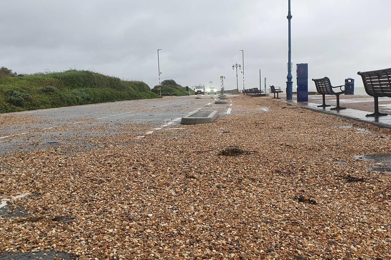 Shingle all over the promenade and road