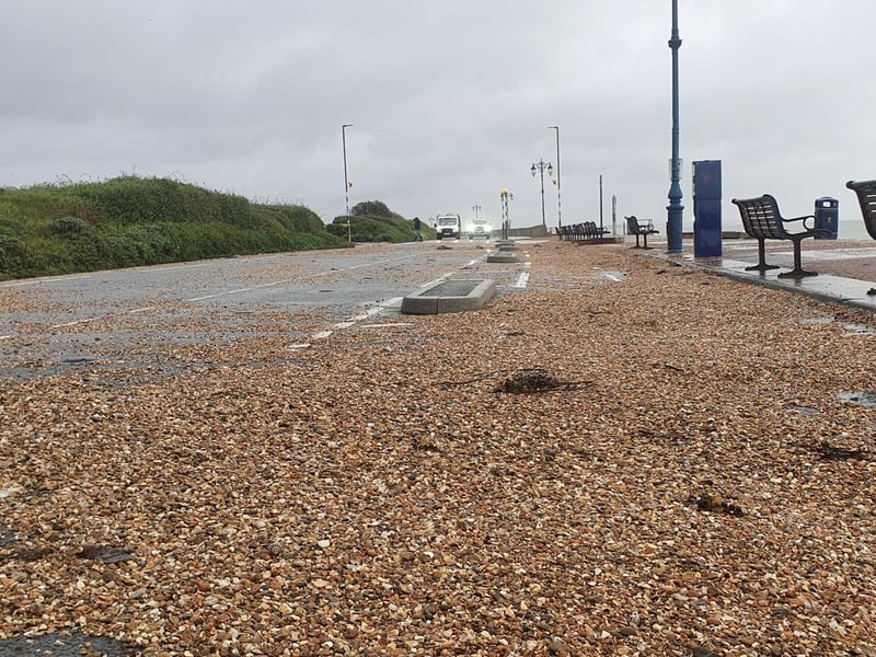 Shingle all over the promenade and road