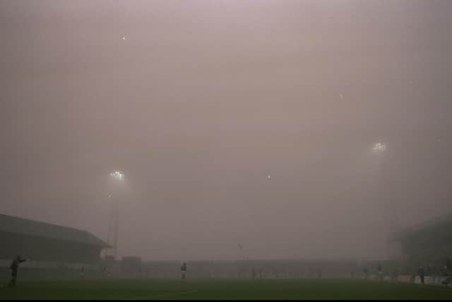 Fog at Fratton Park. Picture: Shaun Botterill /Allsport/ Getty Images