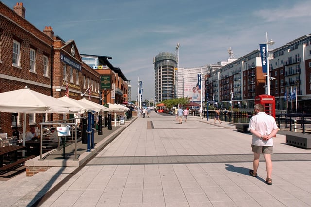 What Gunwharf Quays looked like before the lipstick tower was finished.