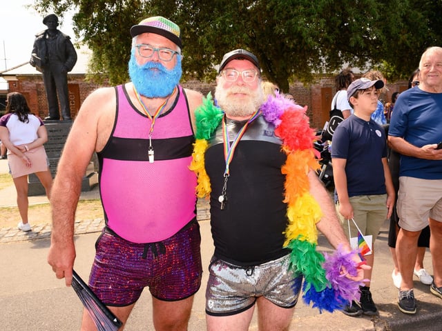 Two people who marched in the parade.
Picture: Keith Woodland