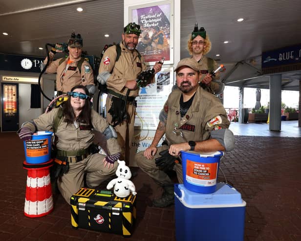 Ghostbusters in Port Solent, Portsmouth, raising money for Cancer Research.Saturday 28th October 2023.Picture: Sam Stephenson.