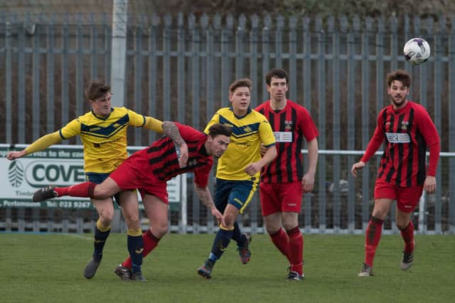 Moneyfields in Wessex League Premier Division action in 2016/17 against Fareham Town. The two clubs will meet again in the same division next season after Moneys took voluntary relegation from the Southern League. Picture: Keith Woodland.