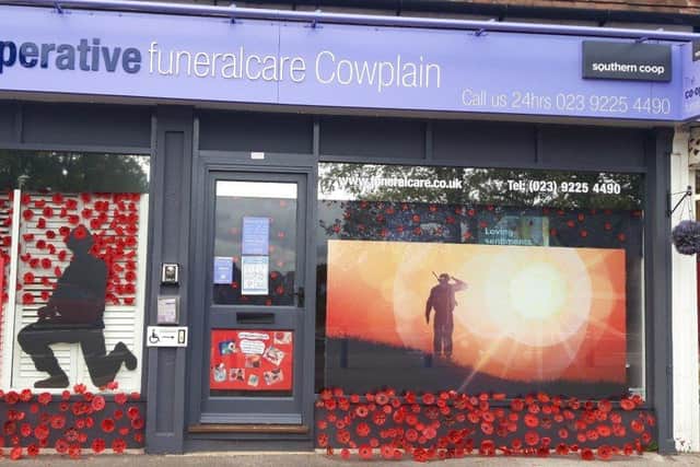 The Remembrance Day display at Cowplain Co-operative Funeralcare.