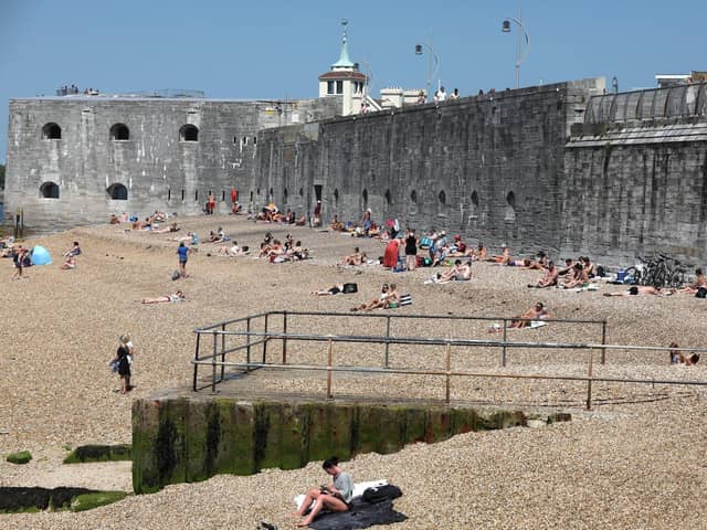 The wider Old Portsmouth area is a well-preserved glimpse into the history of our city. Pictured is Hotwalls Beach, adjacent to the studios.