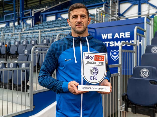 Pompey head coach John Mousinho receives the Sky Bet League One Manager Of The Month for September.