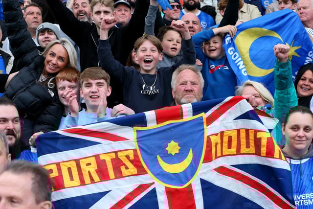 Pompey fans during the last home game of the season, Portsmouth v Wigan Athletic, at Fratton Park, Portsmouth
Picture: Chris  Moorhouse (200424-184)