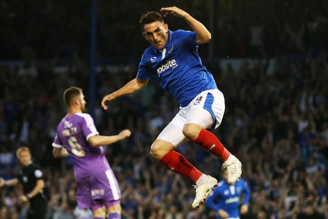Gary Roberts celebrates his play-off goal against Plymouth in 2016