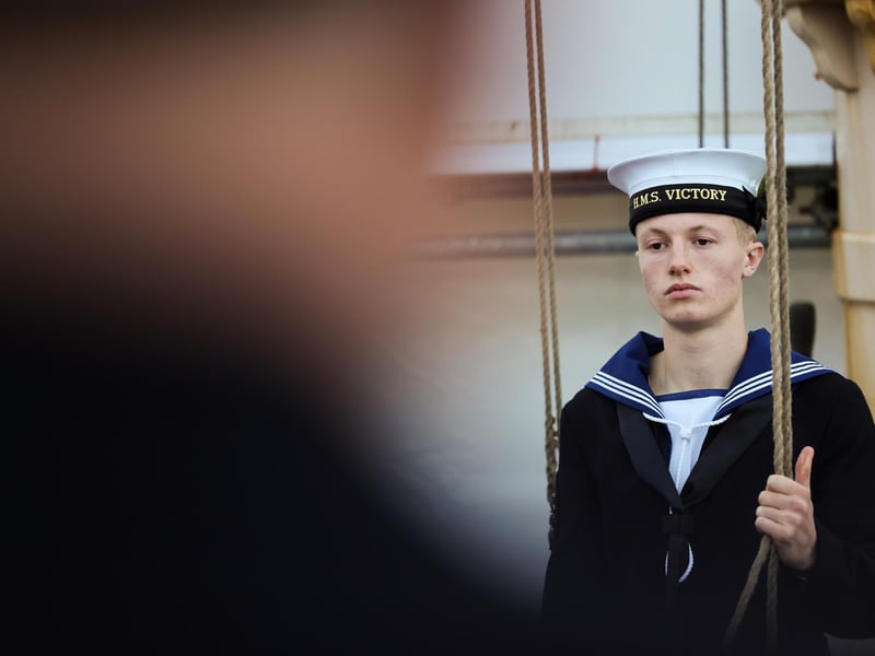 Morning colours being conducted before the HMS Victory ceremony.